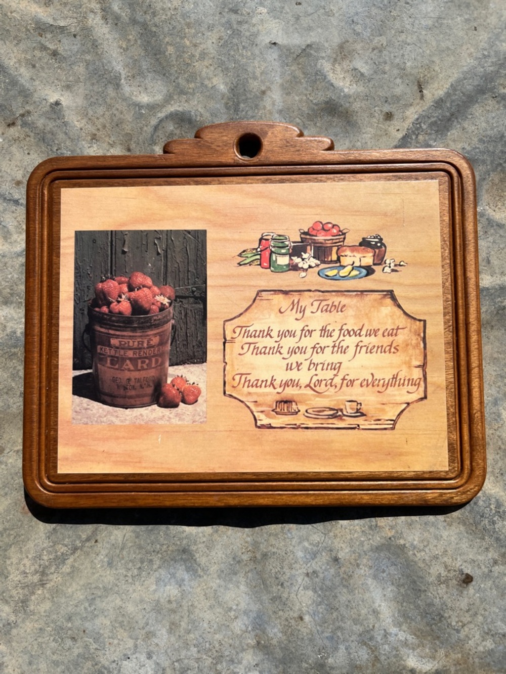 Wooden Decorative hanging wall art with Prayer and Fruit Design - Brown